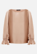 Satin-Bluse mit U-Boot-Ausschnitt / Vorderseite