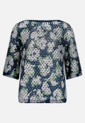 Lochstrick-Pullover  mit Blumenmuster / Vorderseite