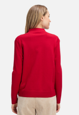 Basic-Strickpullover mit Stehkragen / Modellfoto Rückseite
