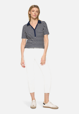 Sommerhose mit aufgesetzten Taschen / Modellfoto Vorderseite (Outfit)
