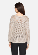Strickpullover mit Lochmuster / Modellfoto Rückseite