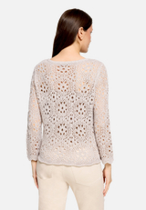 Lochstrick-Pullover  mit 3/4 Arm  / Modellfoto Rückseite