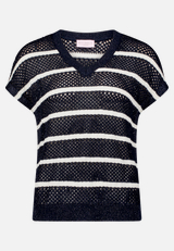 Lochstrick-Pullover mit Streifen / Vorderseite