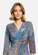 Midikleid  Paisleymuster mit Raffung / Detailbild