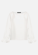 Satin-Bluse mit U-Boot-Ausschnitt / Vorderseite