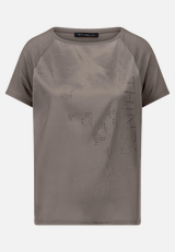 Blusenshirt  mit Print und Glitzer / Vorderseite
