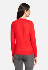 Basic-Strickpullover mit Rundhalsausschnitt / Modellfoto Rückseite