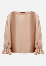 Satin-Bluse mit U-Boot-Ausschnitt / Vorderseite