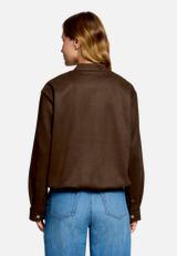 Velourslederjacke mit Stehkragen  / Modellfoto Rückseite
