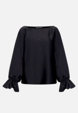 Satin-Bluse mit U-Boot-Ausschnitt / Vorderseite