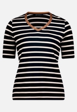 Gestreiftes T-Shirt  mit V-Ausschnitt  / Vorderseite