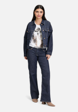 Jeansjacke langarm / Modellfoto Vorderseite (Outfit)