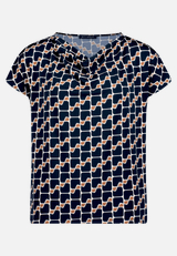 Printshirt mit Wasserfallausschnitt  / Vorderseite
