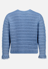 Strickjacke mit Fransen / Rückseite