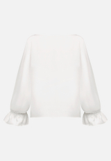 Satin-Bluse mit U-Boot-Ausschnitt / Rückseite