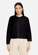 Casual-Jacke mit Rippenstruktur / Modellfoto Vorderseite