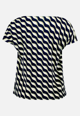 Printshirt mit Wasserfallausschnitt / Rückseite