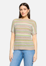 Lochstrick-Pullover mit U-Boot-Ausschnitt / Modellfoto Vorderseite