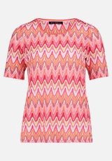 Spitzenshirt mit Rippbündchen / Vorderseite