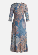 Midikleid  Paisleymuster mit Raffung / Rückseite