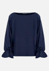 Satin-Bluse mit U-Boot-Ausschnitt / Vorderseite