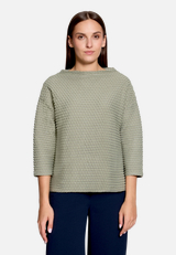 Sweatshirt  3/4 Arm mit Strukturmuster  / Modellfoto Vorderseite