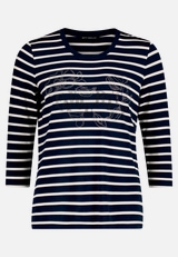 Ringelshirt mit Schmucksteinen / Vorderseite