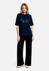 Sweatshirt  kurzarm mit Tunnelzug / Modellfoto Vorderseite (Outfit)