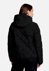 Leichte Steppjacke  mit Kapuze  / Modellfoto Rückseite