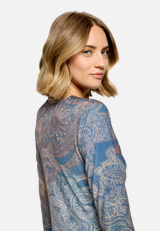 Midikleid  Paisleymuster mit Raffung / Detailbild