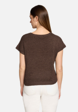 Strickpullover mit U-Boot-Ausschnitt / Modellfoto Rückseite