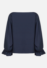 Satin-Bluse mit U-Boot-Ausschnitt / Rückseite