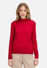 Basic-Strickpullover mit Stehkragen / Modellfoto Vorderseite