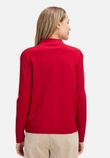 Basic-Strickpullover mit Stehkragen / Modellfoto Rückseite