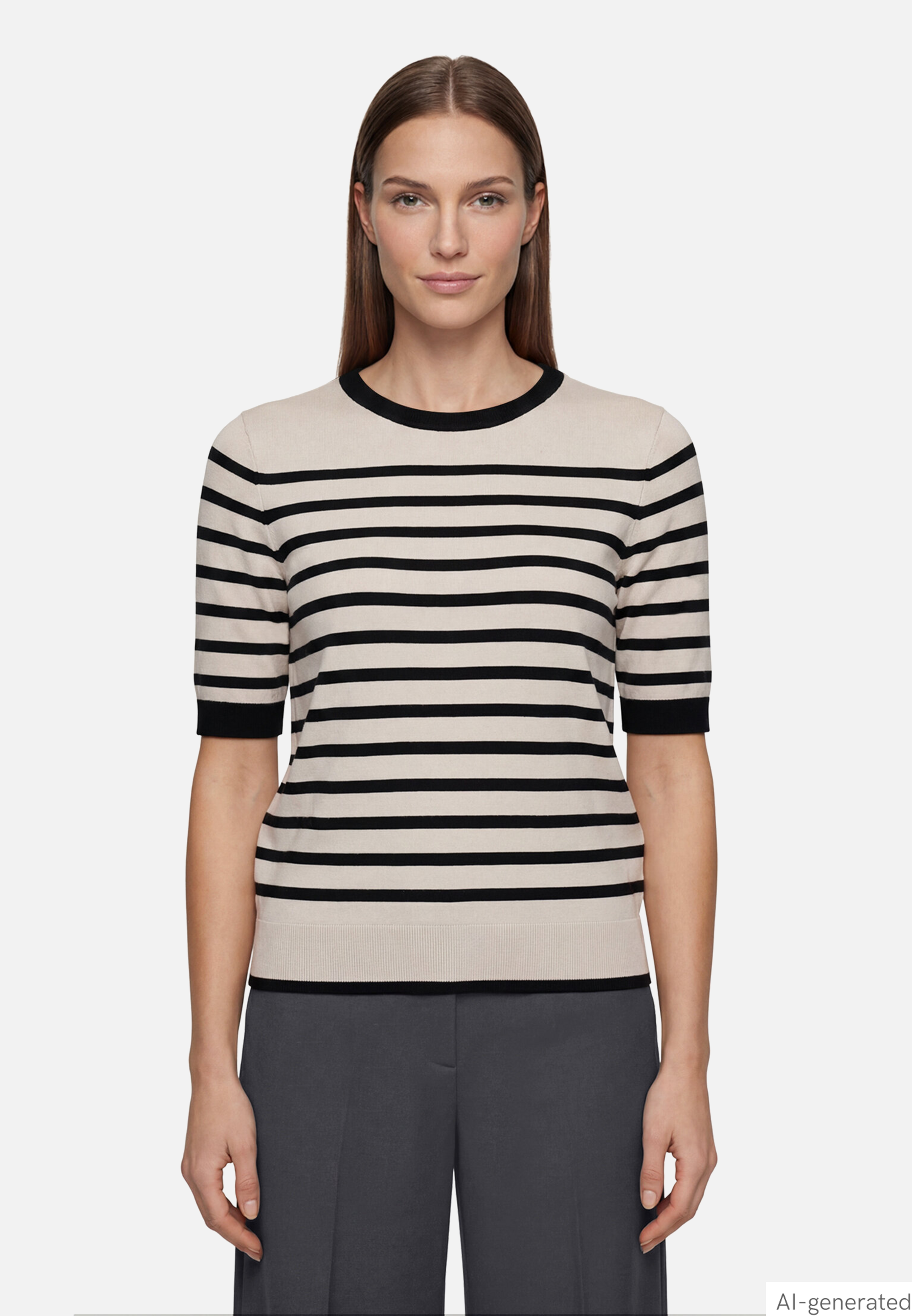 Kurzarmpullover mit Streifen