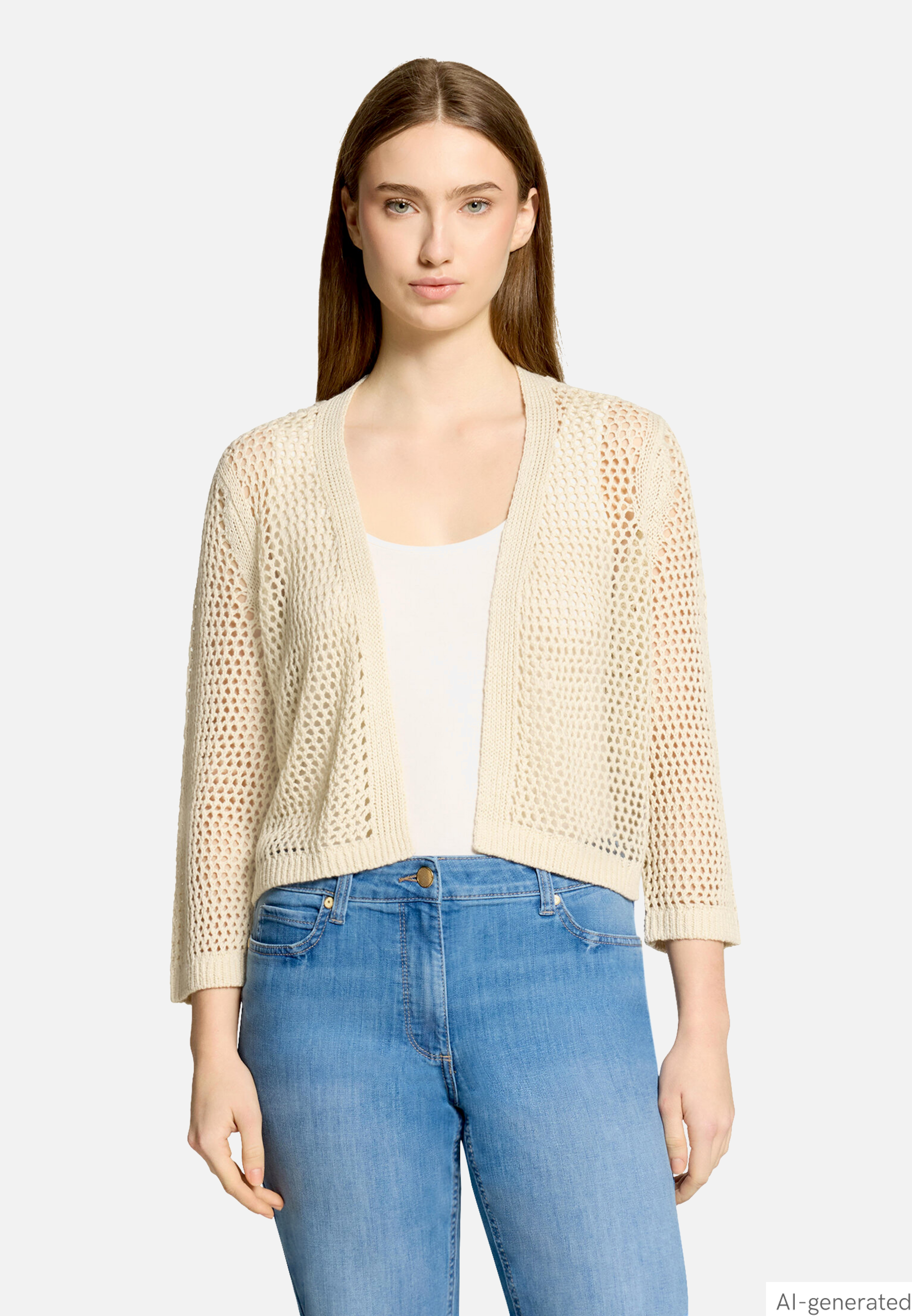 Grobstrickjacke mit Lochmuster