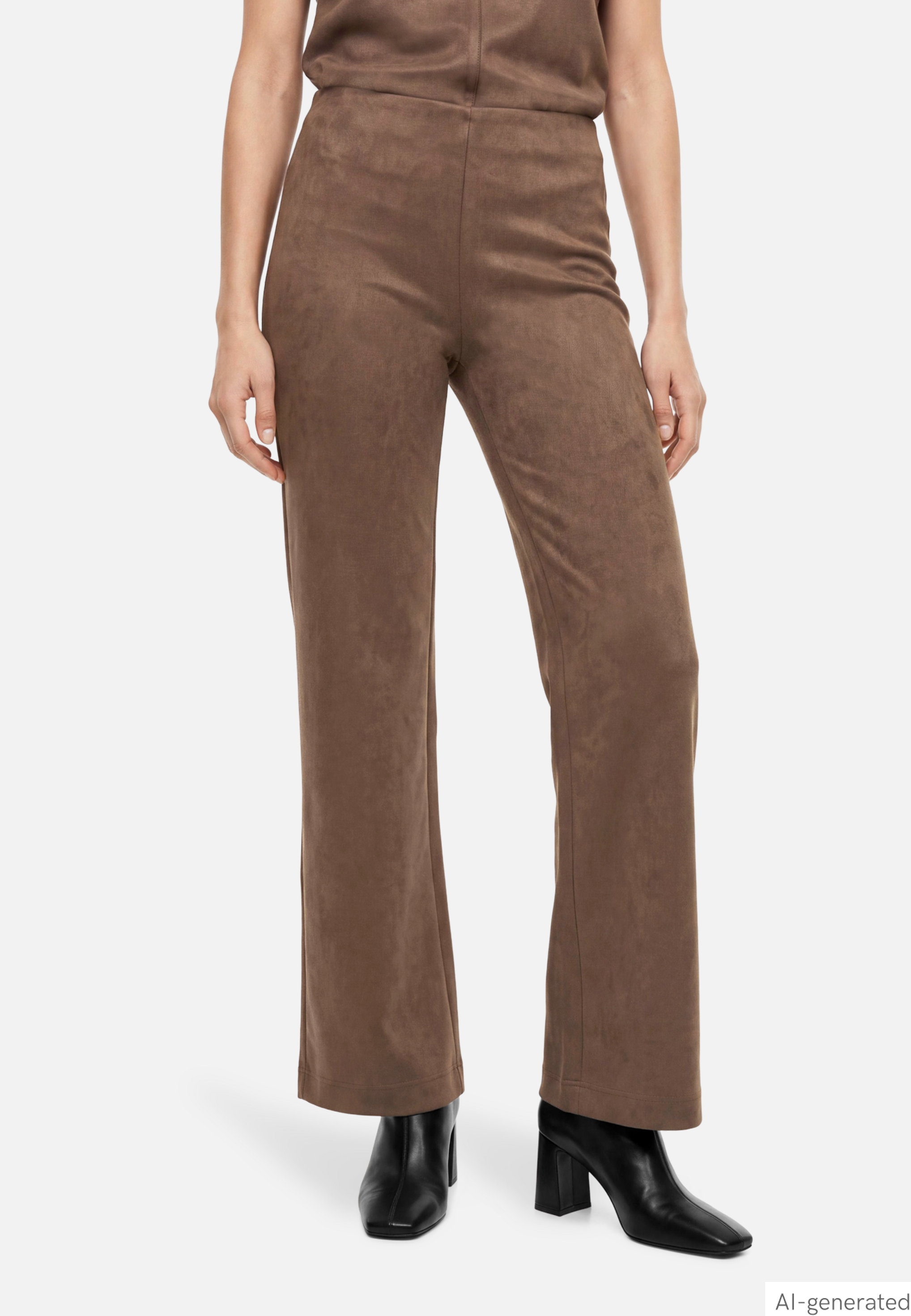 Wide Leg Hose aus Velour mit Nahttasche