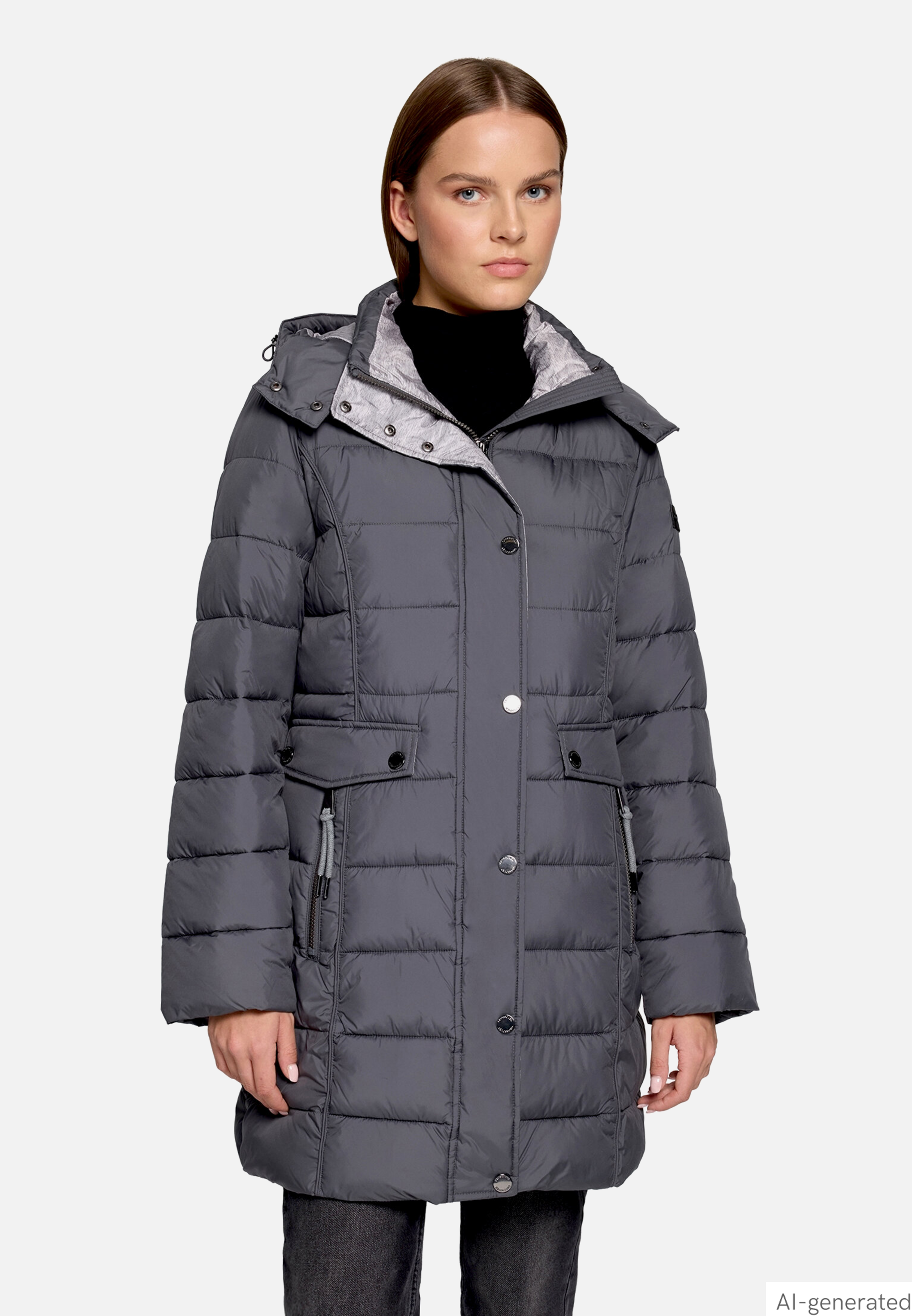 Steppjacke mit abnehmbarer Kapuze