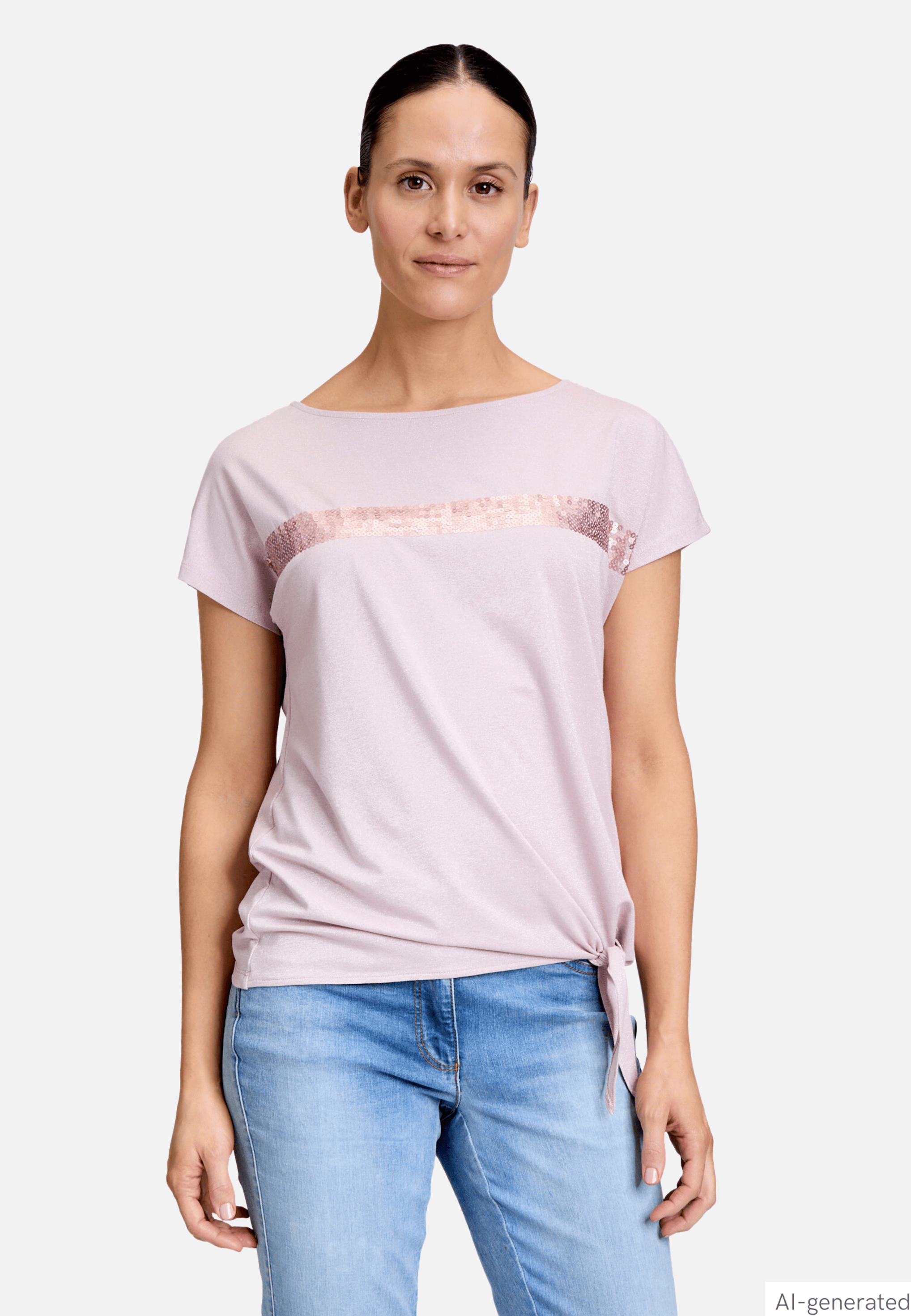 Halbarm-Shirt mit Schleifenknoten