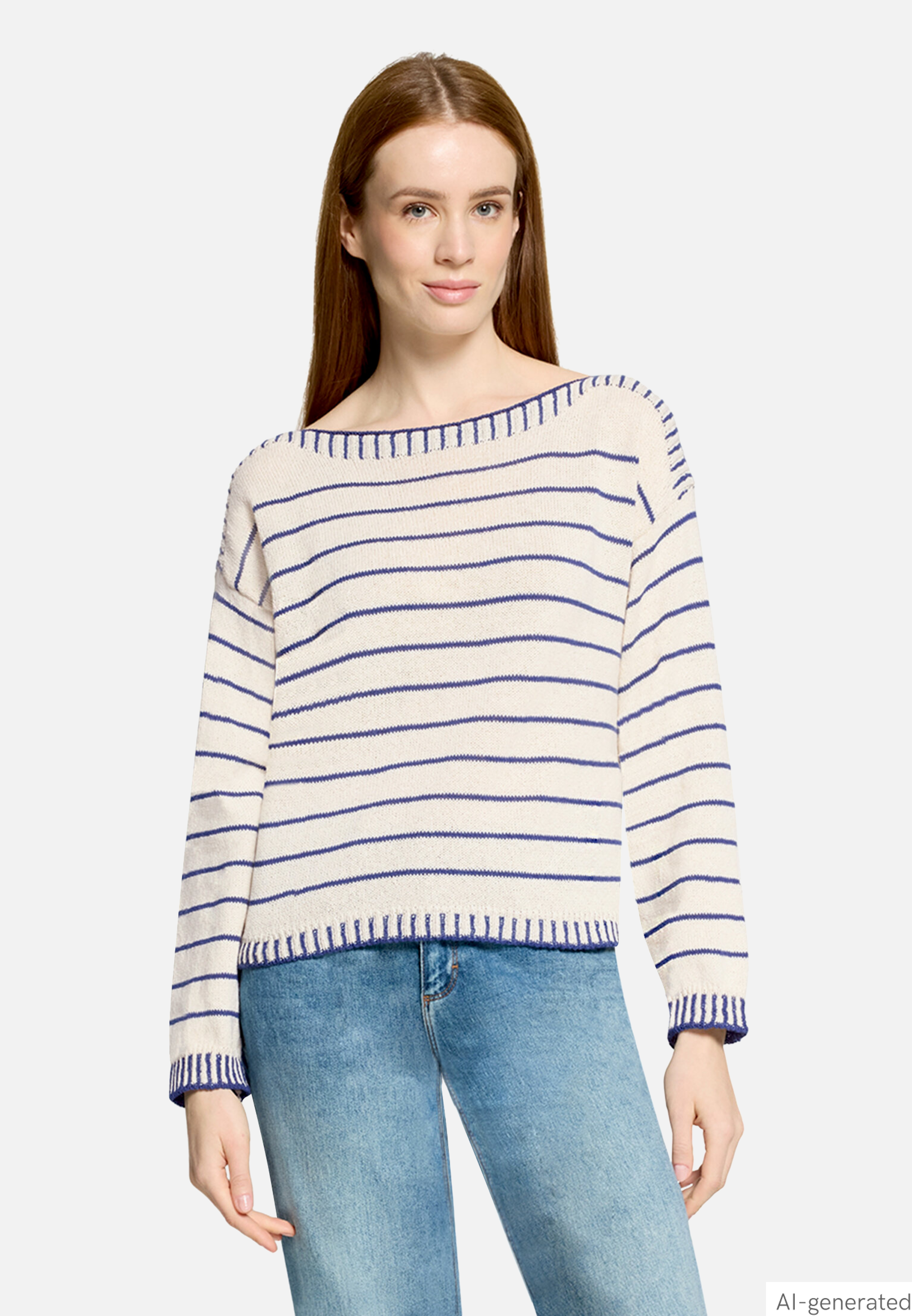 Strickpullover mit U-Boot-Ausschnitt