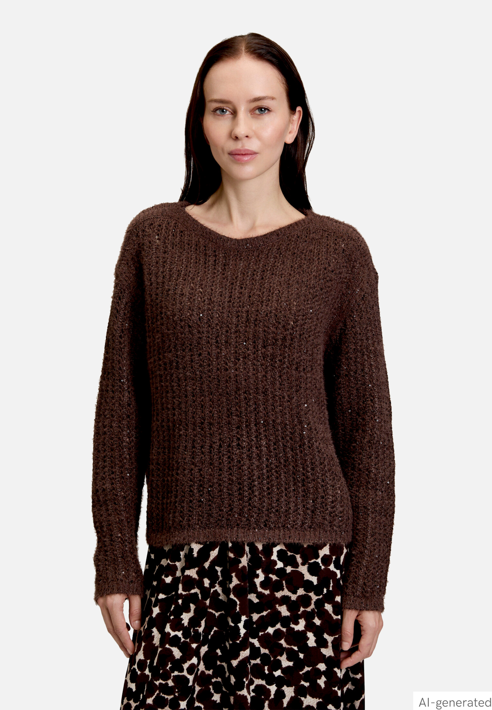 Grobstrick-Pullover mit Pailletten
