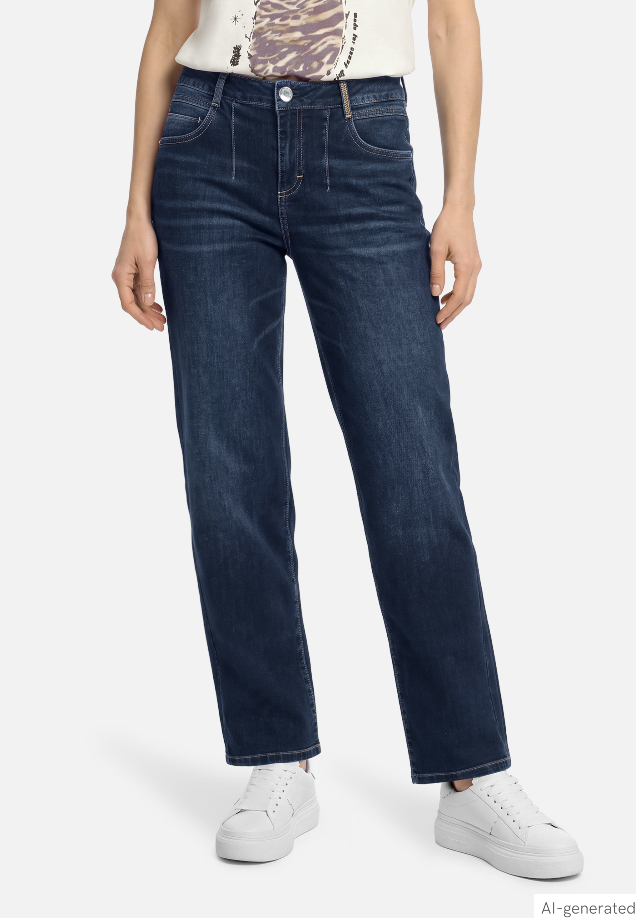 Barrel-Jeans  mit Used Waschung und TurnUp