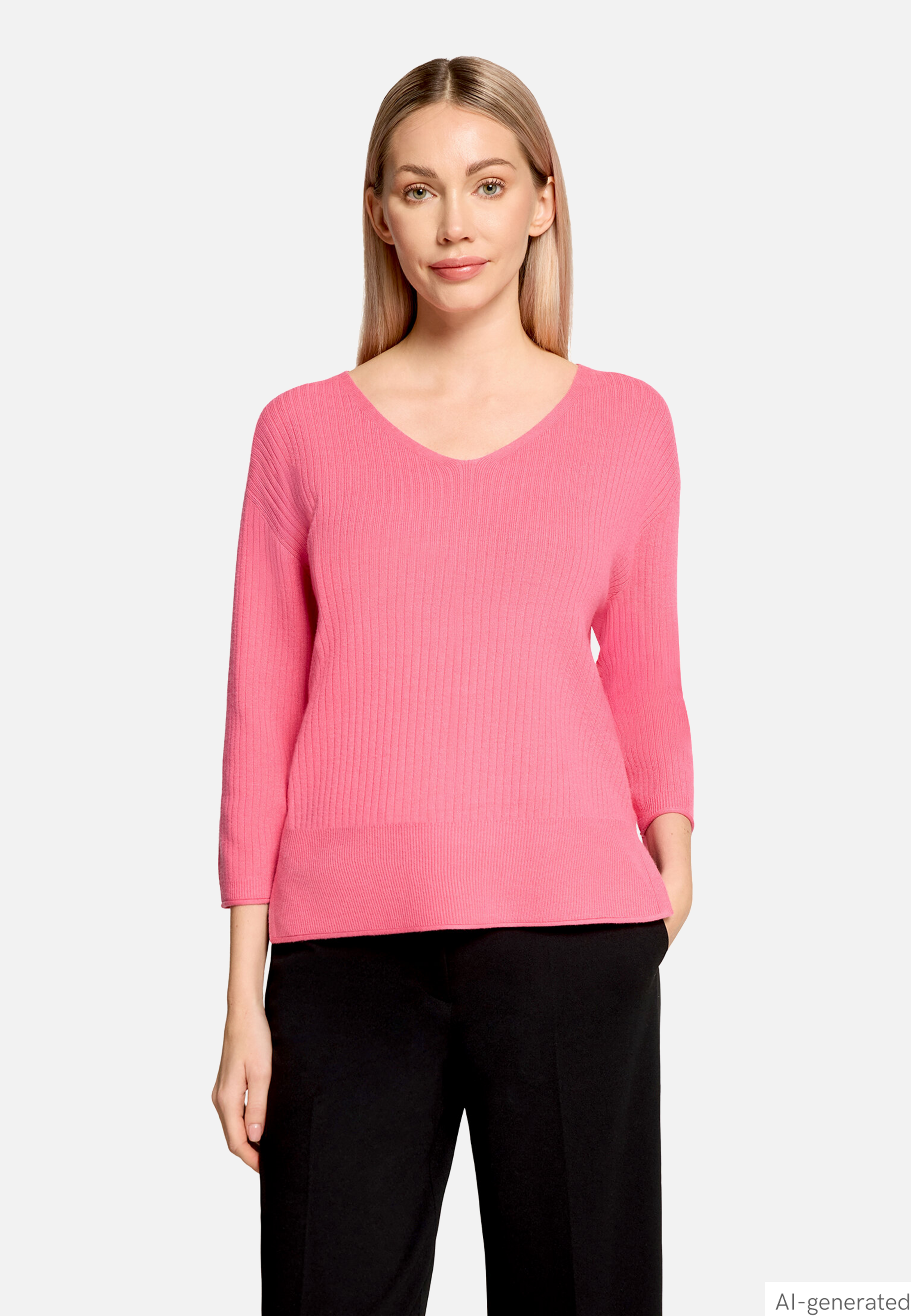 Feinstrickpullover mit V-Ausschnitt