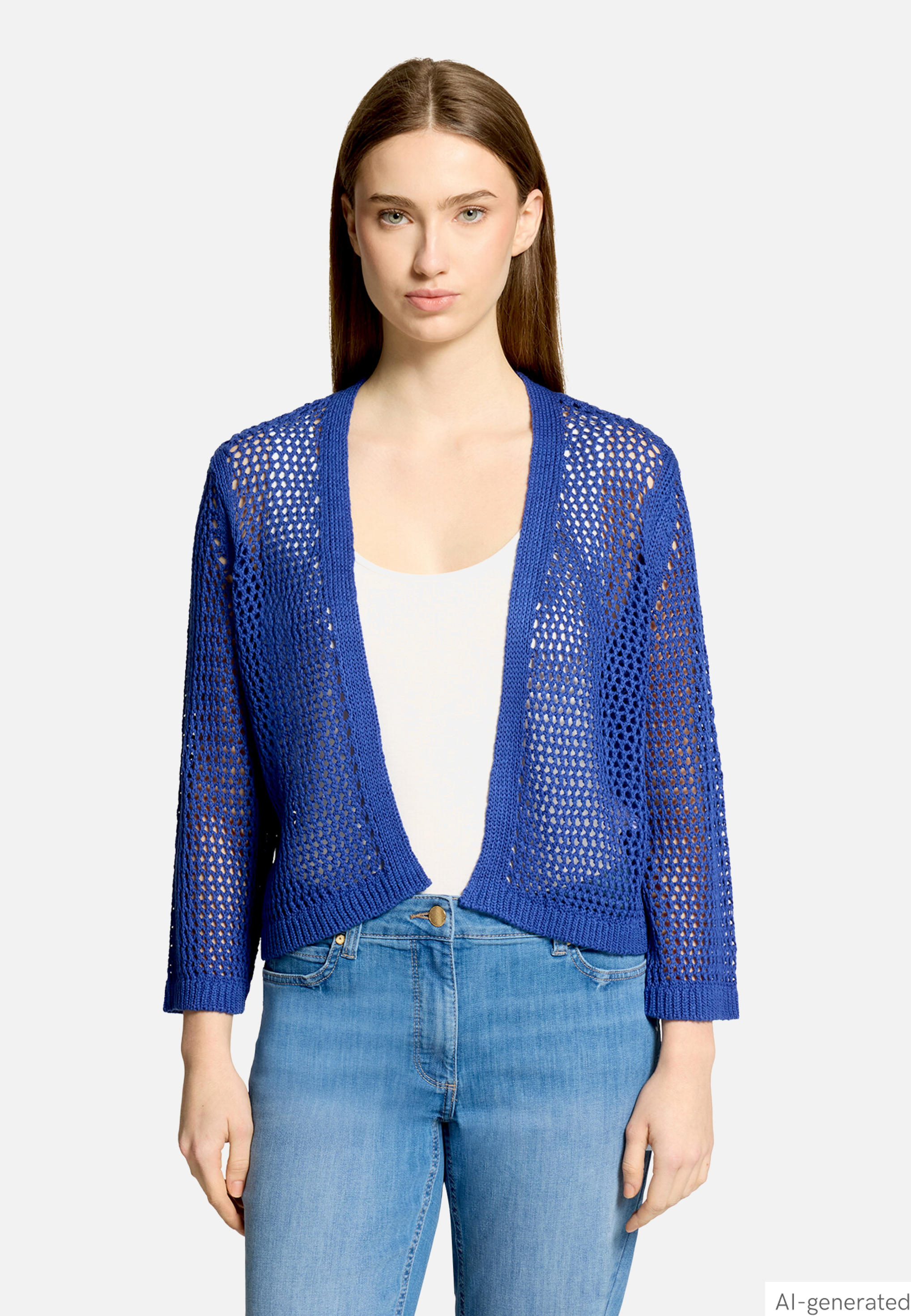 Grobstrickjacke mit Lochmuster