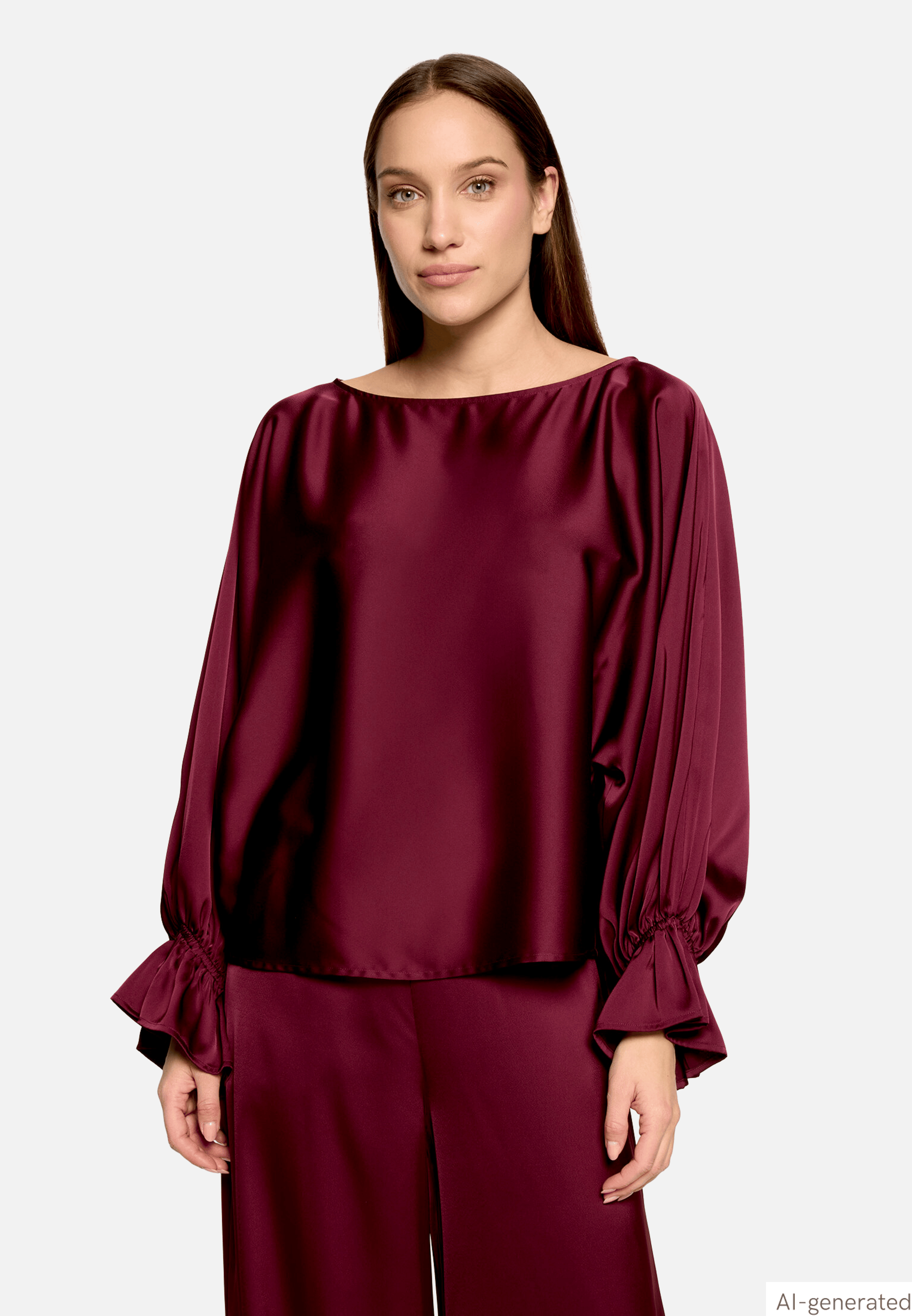 Satin-Bluse mit Fledermausärmeln