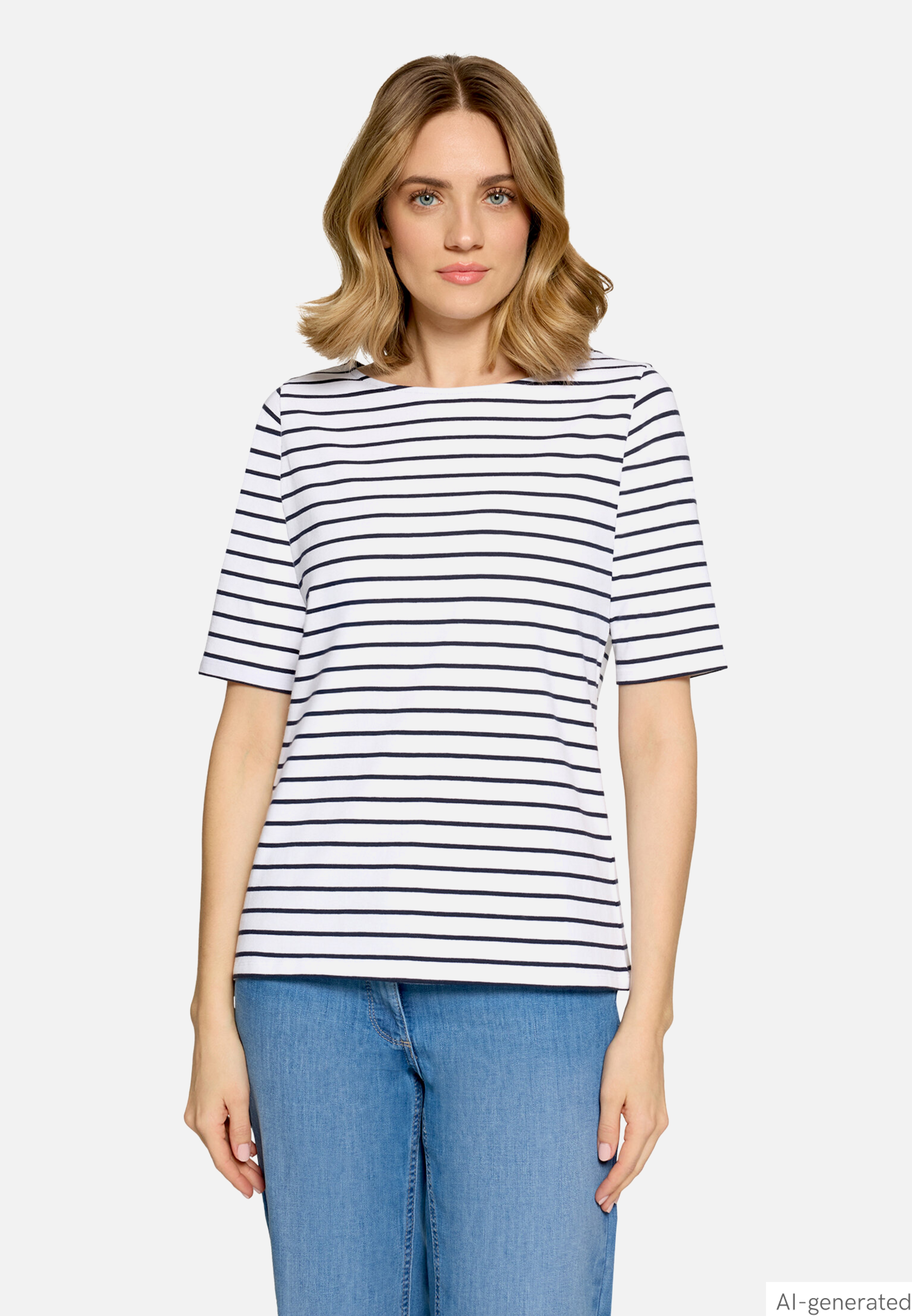 Ringelshirt mit U-Boot-Ausschnitt