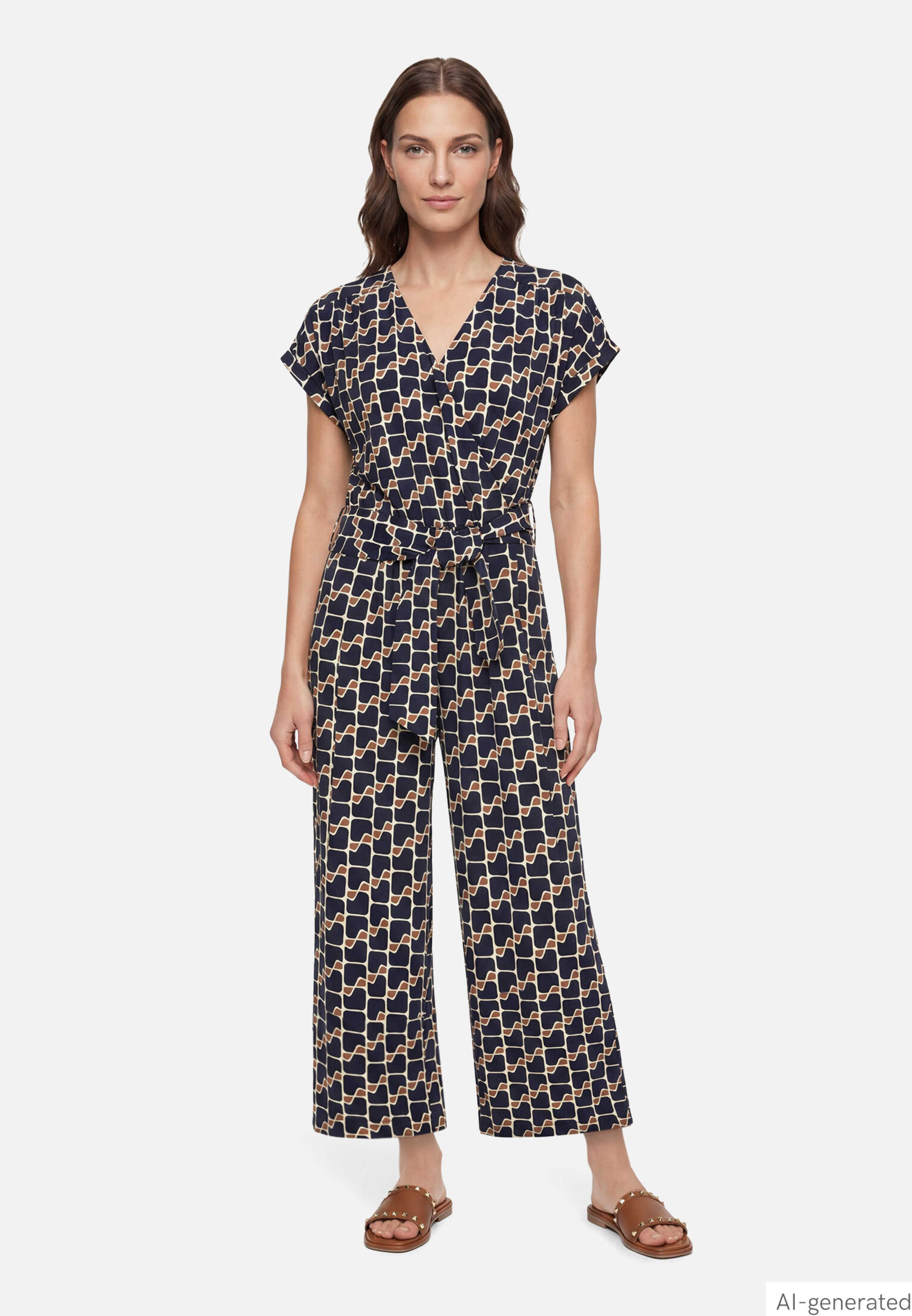 Jumpsuit kurzarm mit grafischem Muster