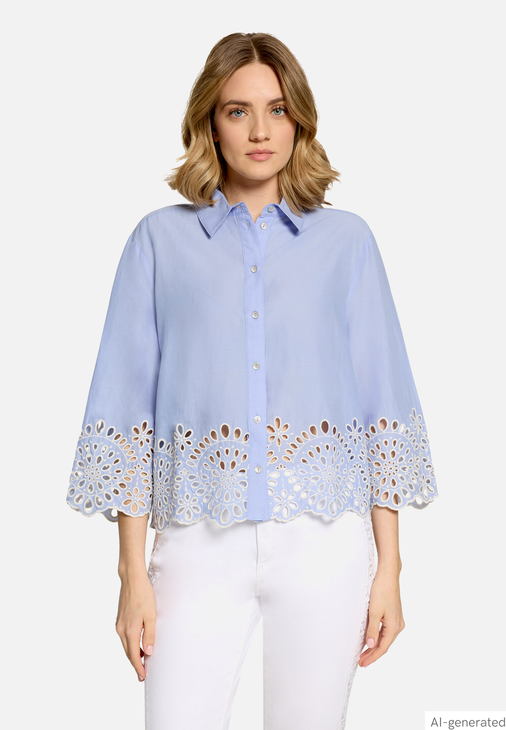 Casual-Bluse mit Stickerei