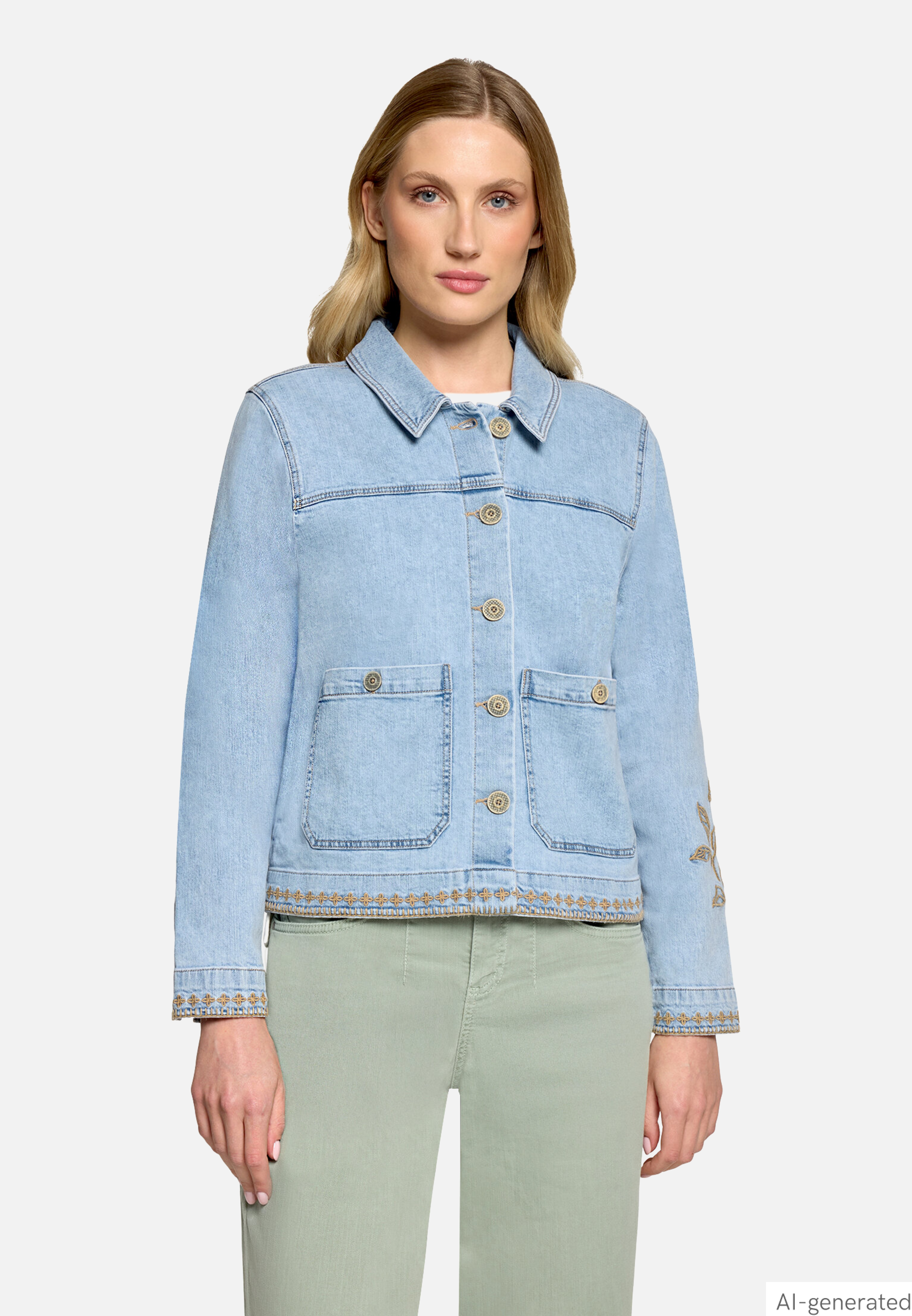 Jeansjacke mit Stickerei