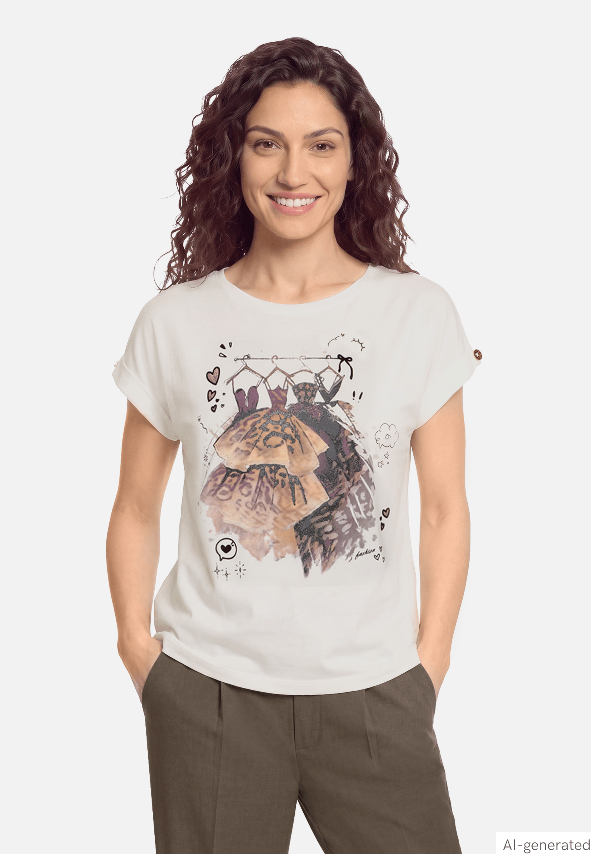 Printshirt mit Ärmelaufschlag
